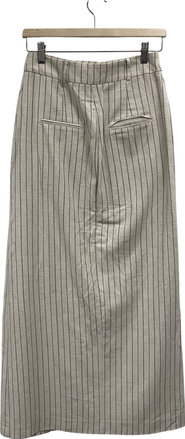 Nasty Gal Cream Premium Tailored Linen Maxi Skirt UK 6