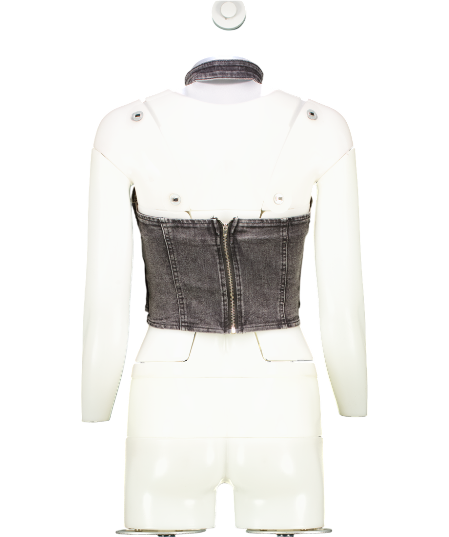 Meimeifushi Grey Denim Halterneck Crop Top UK M