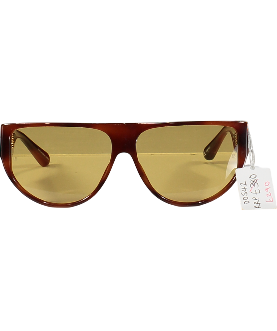 Linda Farrow Brown Elodie Flat Top Sunglasses In Tortoiseshell in case