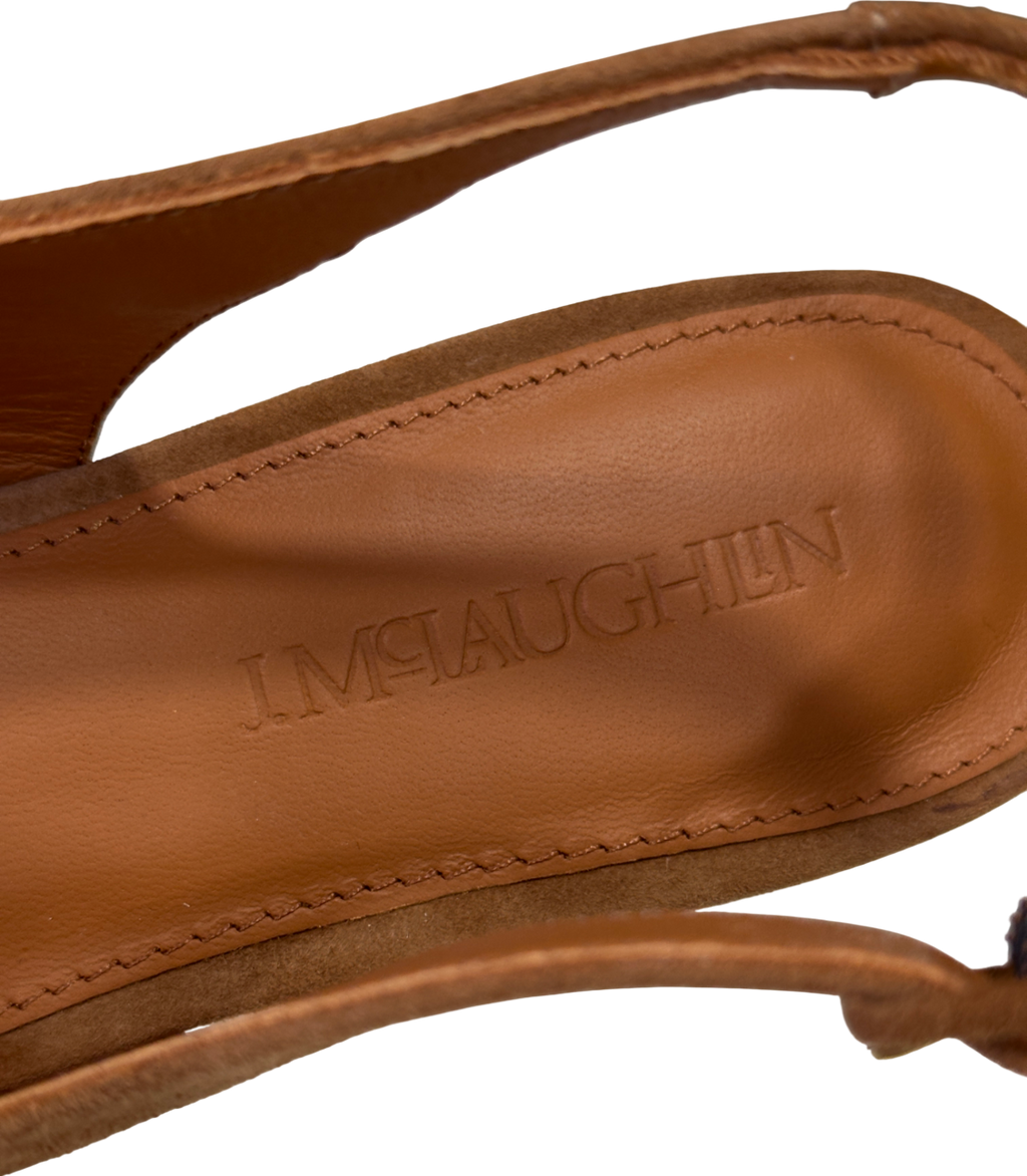 J.Mclaughlin Brown Dorothea Suede Slingback Heels UK 10 EU 44 👞