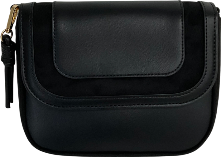Accessorize Black Suedette Flap Cross-body Bag