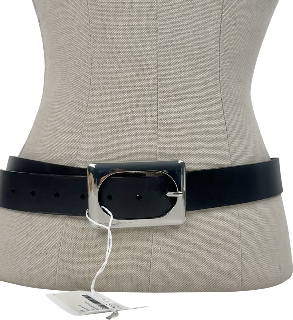 NA-KD Black Wide Leather Belt UK S/M