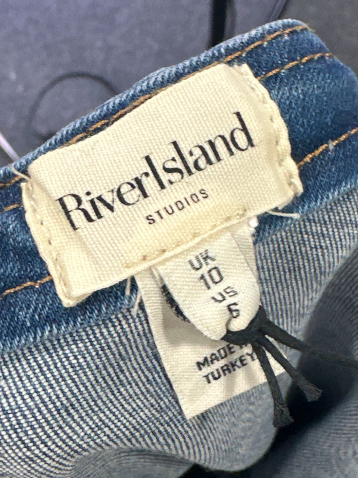 River Island Blue Denim Off-Shoulder Midi Dress UK 10