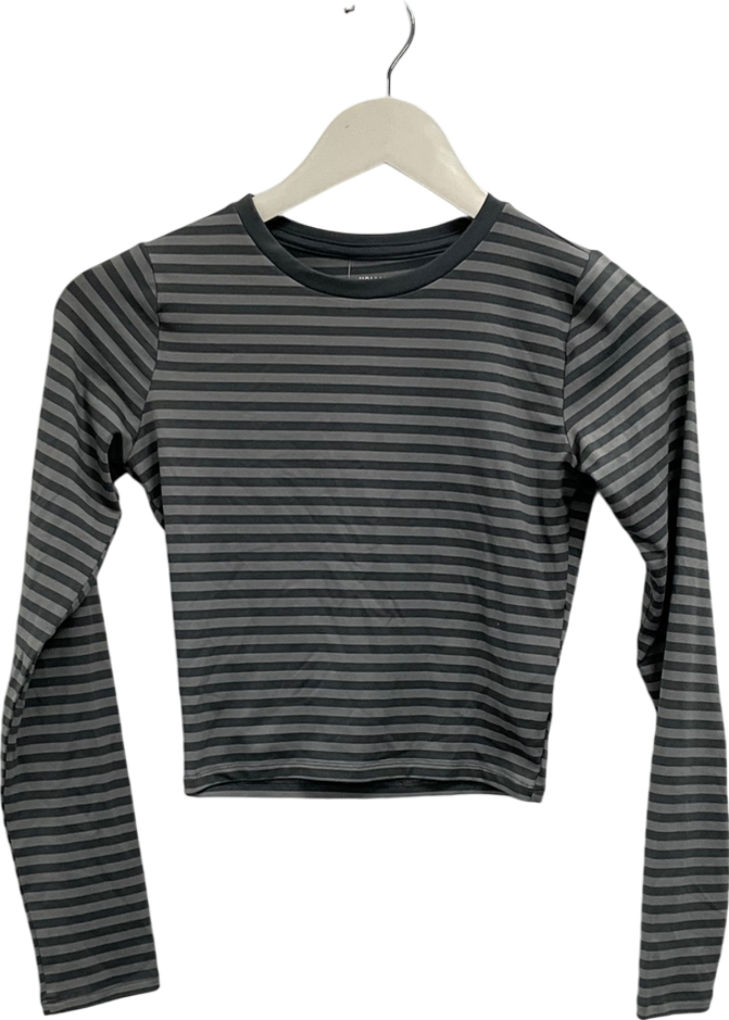Hollister Grey Striped Long Sleeve Top UK XS