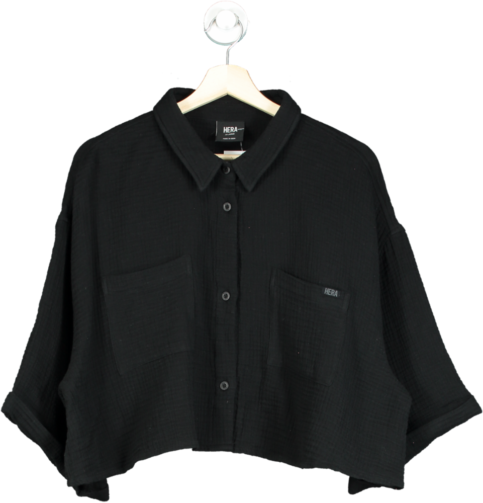 HERA Black Cropped Shirt UK XL