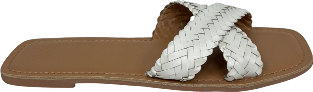 ASOS Beige Wide Fit Flossie Woven Flat UK 7 EU 40 👠