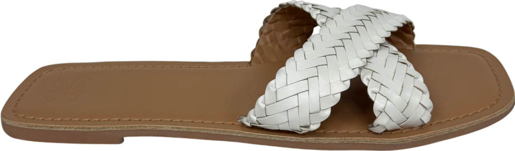 ASOS Beige Wide Fit Flossie Woven Flat UK 7 EU 40 👠