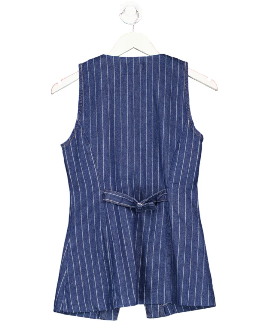 Aligne Blue Leo Denim Pinstripe Waistcoat UK 8