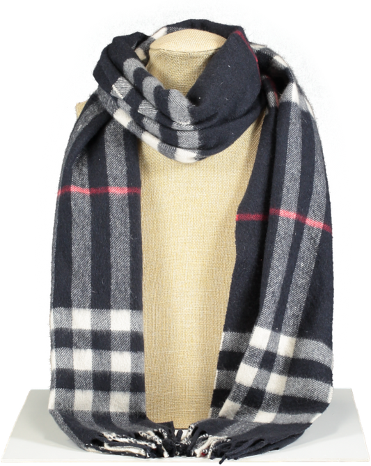 Blue Burberry Check Cashmere Scarf One Size