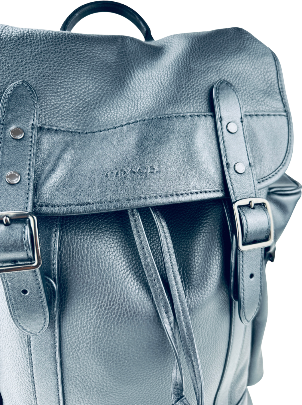 COACH Hitch Black Leather Backpack One Size