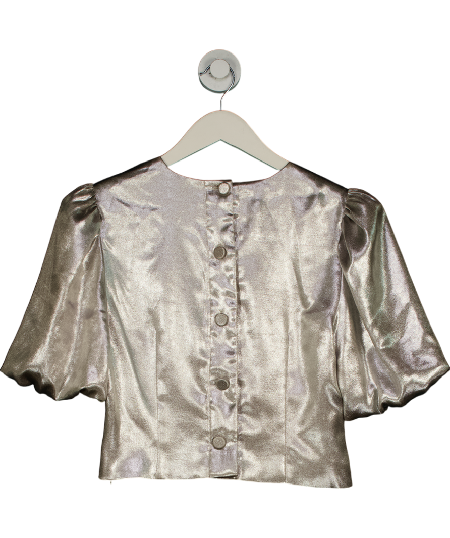 Mint Velvet Metallic Puff Sleeve Top UK 10