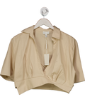PRETTY LAVISH Beige Flynn Asymmetric Cropped Shirt UK 8