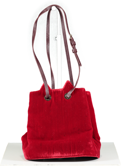 Charlotte Olympia Red Feline Cat Bucket Bag Velvet Cross Body/top Handle One Size