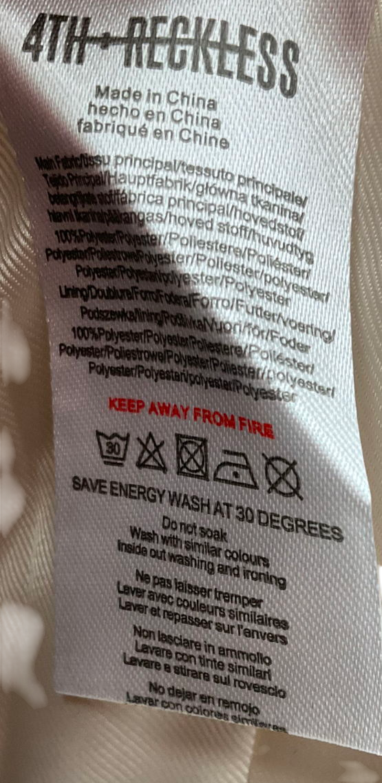 4th & Reckless Cream Beige Faux Fur Cropped Jacket- Reysha UK 8