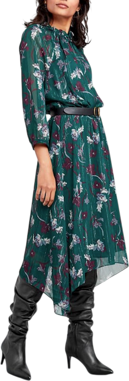 HUSH Green Phoenix Lurex Stripe Dress UK 10