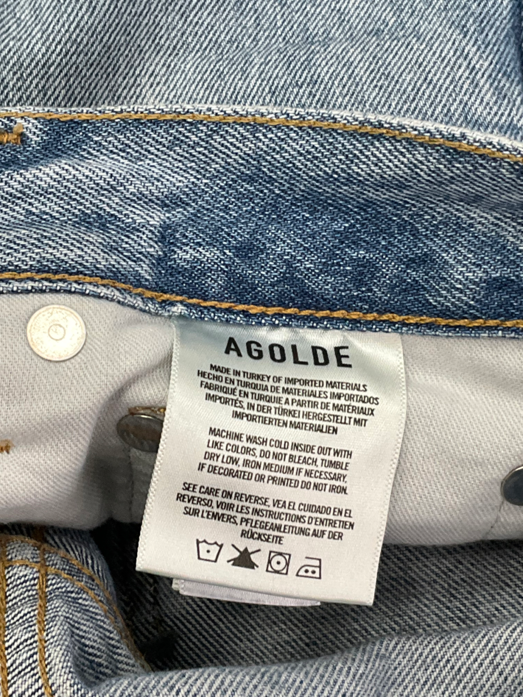 AGOLDE Light Blue High-Rise Straight Jeans UK W28