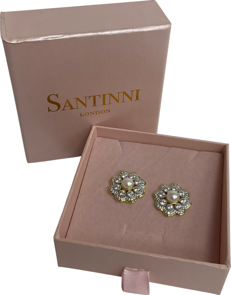 Santinni Silver And Gold Earrings With Freshwater Pearl One Size