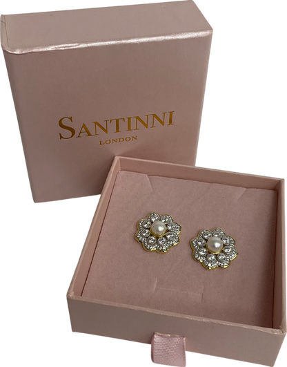 Santinni Silver And Gold Earrings With Freshwater Pearl One Size