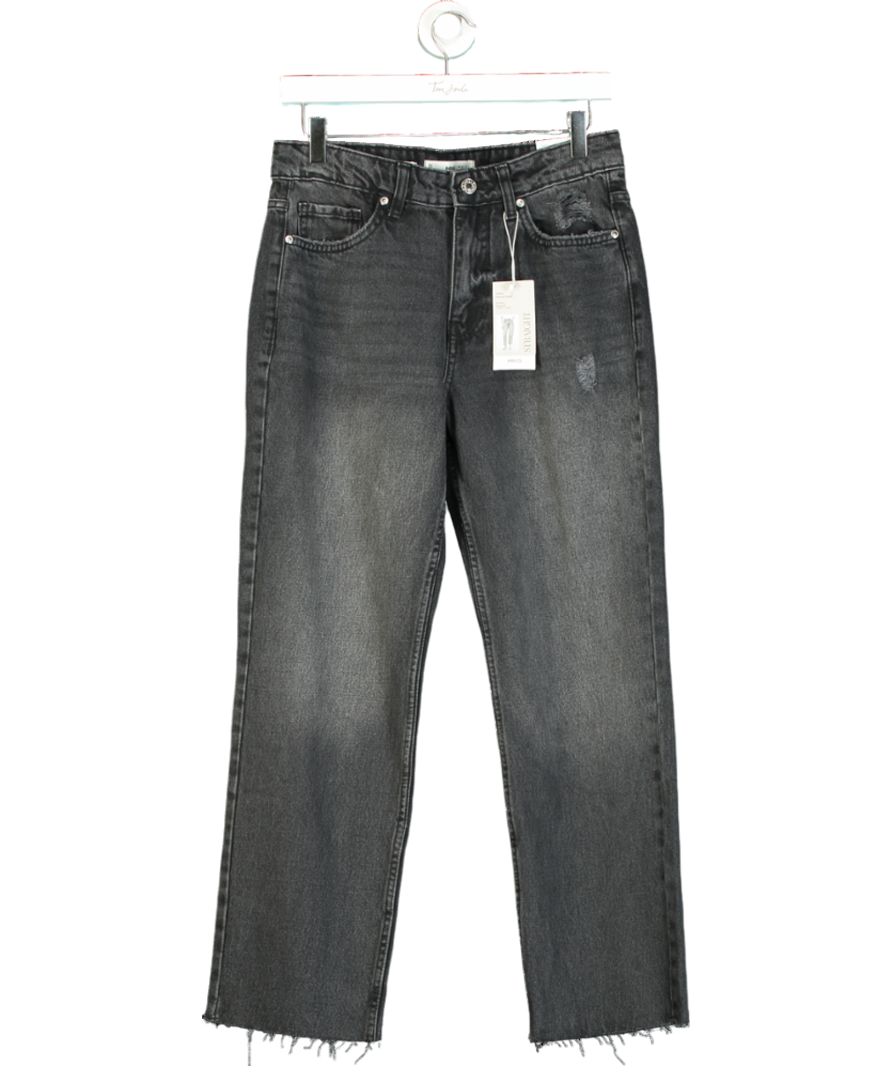 MANGO Black Blanca Straight-fit Cropped Jeans UK 10