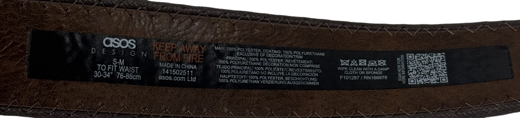 ASOS Brown Americana Plate Belt UK S/M