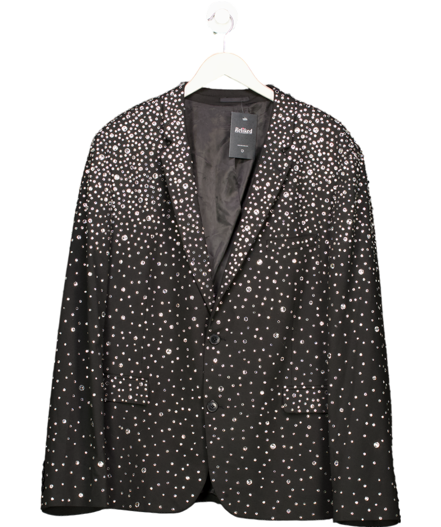 ASOS Black Design Crystal Embellished Blazer Jacket UK 46" CHEST