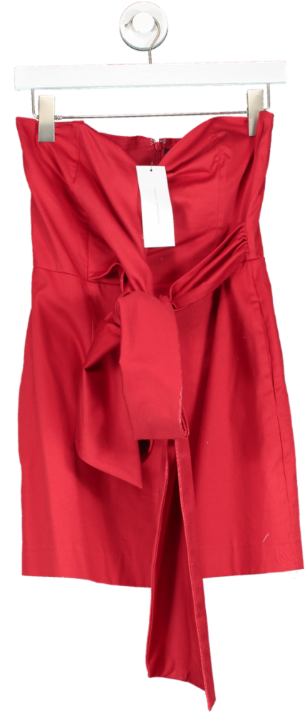 French Connection Red Florida Winter Strapless Dress UK 8