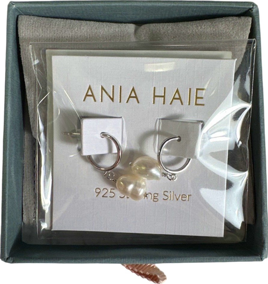 Ania Haie Silver Pearl Mini Hoop Earrings - Gift Boxed