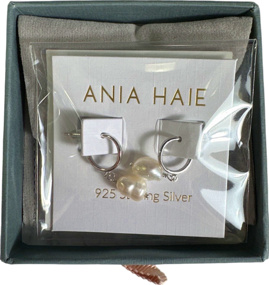 Ania Haie Silver Pearl Mini Hoop Earrings - Gift Boxed