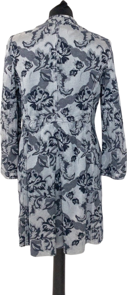 VALENTINO Vintage Blue Floral Denim Frock Coat IT46 UK 12