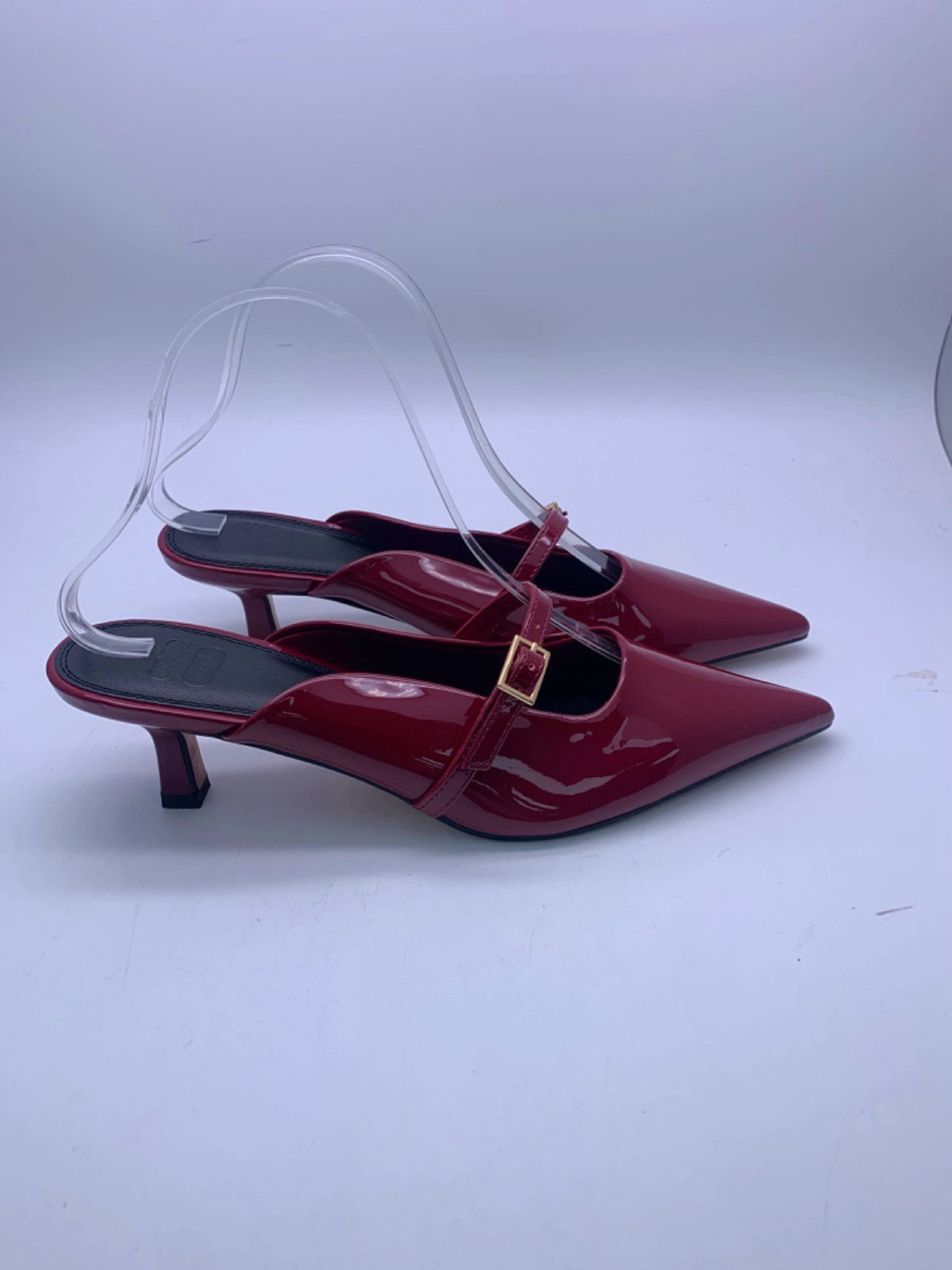 ASOS Burgundy Patent Pointed Toe Mules EU 38