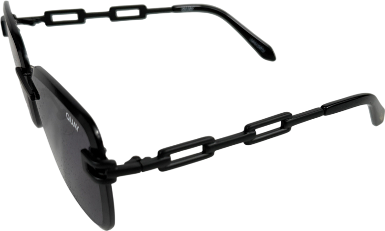 QUAY Black No Cap Square Sunglasses in Case