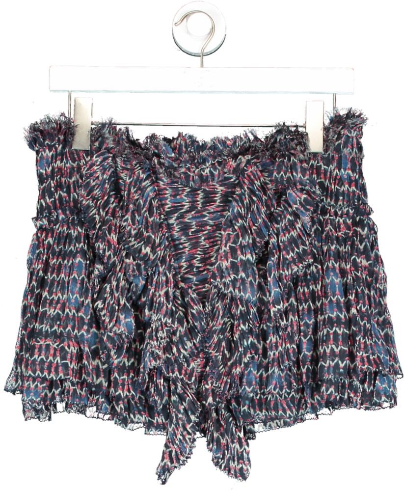 Isabel Marant Navy Blue 100% Silk Ruffle Mini Skirt UK 10