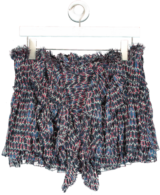 Isabel Marant Navy Blue 100% Silk Ruffle Mini Skirt UK 10
