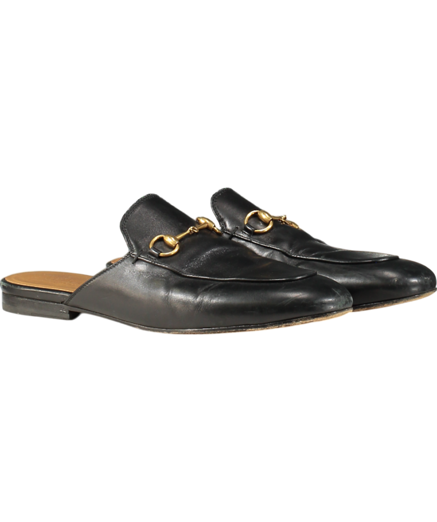 GUCCI Black Princetown Horsebit Backless Loafers  UK 5.5 EU 38.5 👠