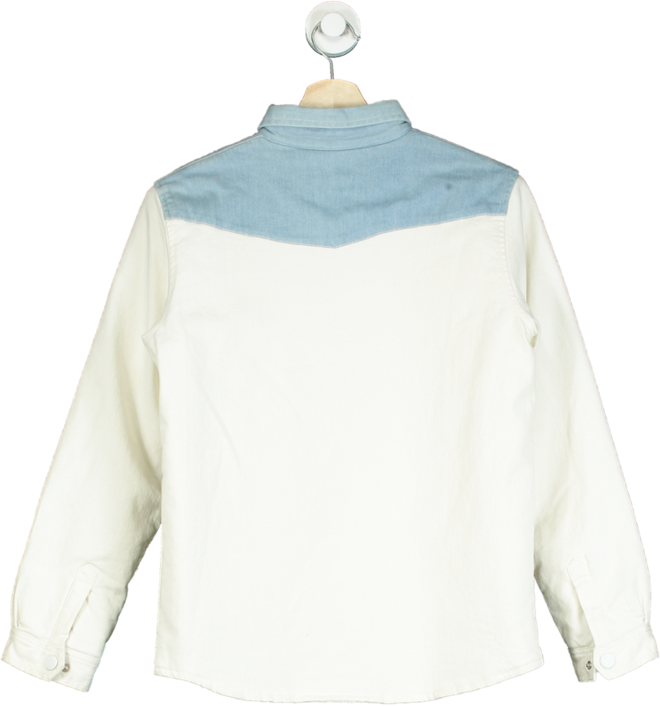 Bonpoint White and Blue Quilted Shirt UK 14