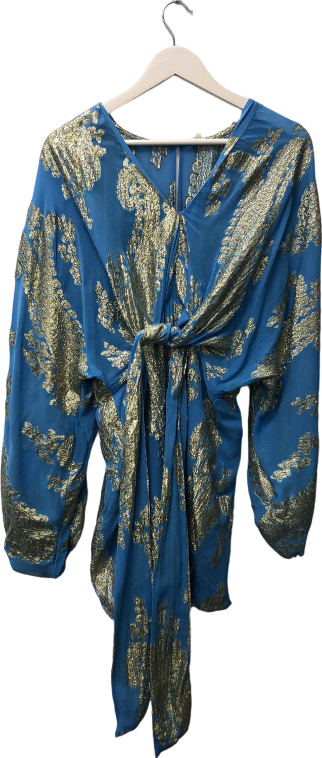 River Island Blue Metallic Detailed Play Suit UK 12