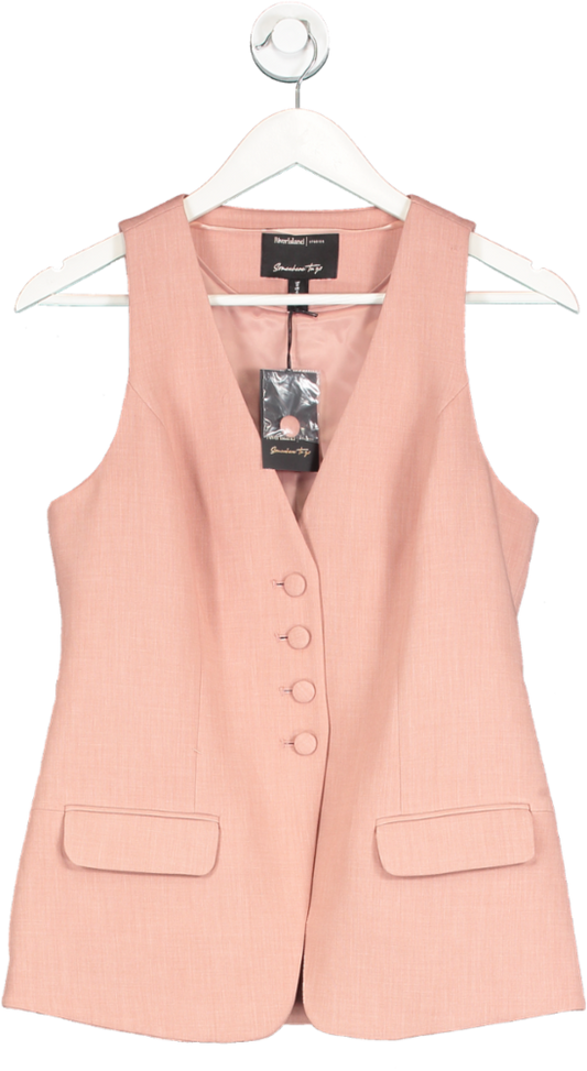 River Island Pink Button Up Longline Waistcoat UK 8