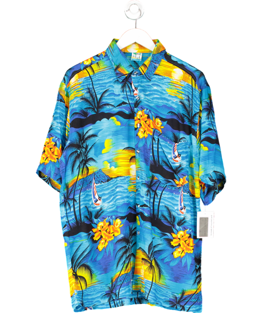 pidoza Blue Short Sleeve Hawaiian Shirt UK XL