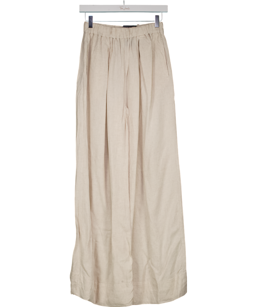 lounge Beige Linen Blend Wide-leg Trousers UK 8