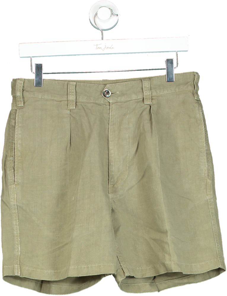 Drake's Olive Green Linen Shorts UK W30