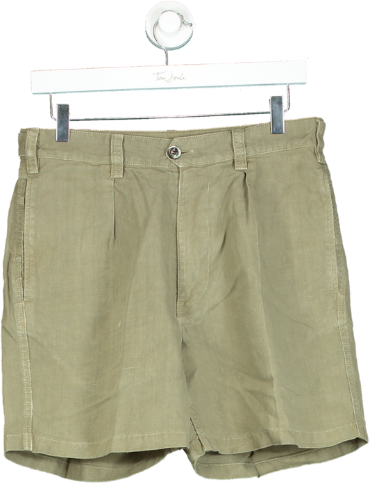 Drake's Olive Green Linen Shorts UK W30