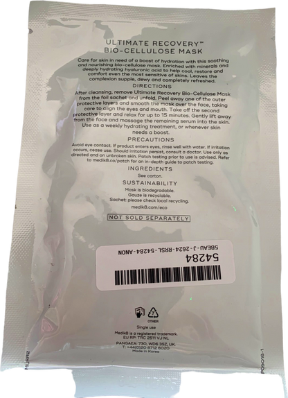 Medik8 Ultimate Recovery Bio-Cellulose Mask Hydrating Mineral Sheet Mask 30g