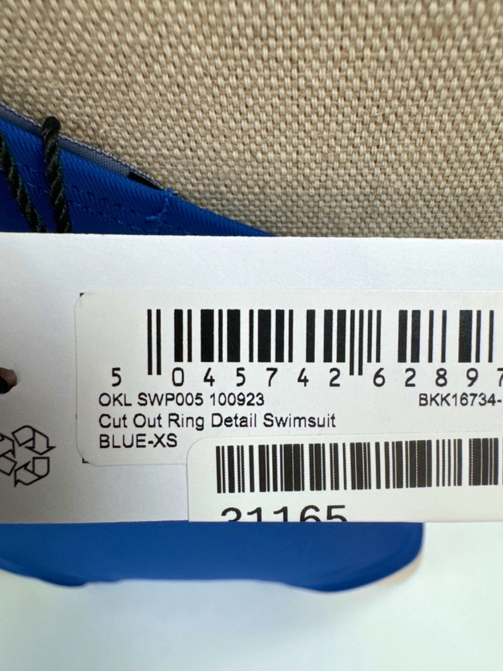 Karen Millen Blue Cut Out Ring Detail Swimsuit UK XS