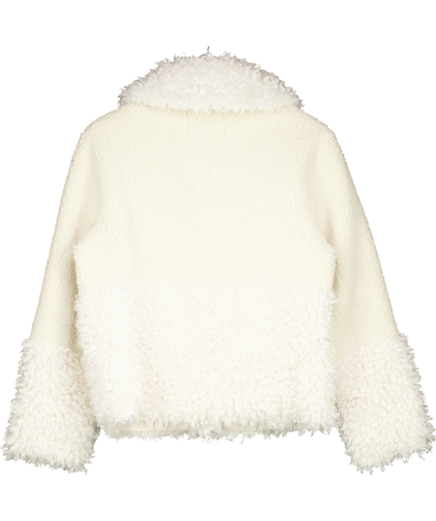 Maje Cream Short Faux Shearling Fur Coat UK 8