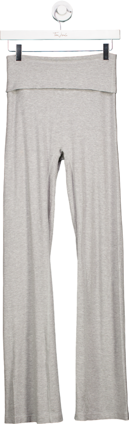Adanola Grey Ribbed Wide Leg Trousers UK S
