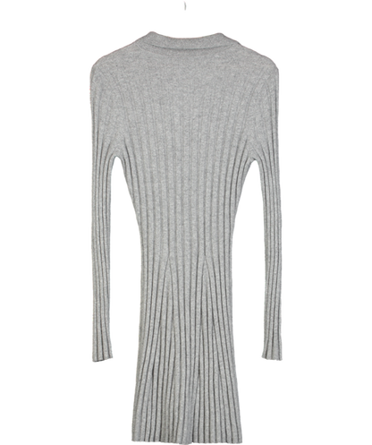 Reformation Grey Walsh Ribbed Recycled Cashmere Mini Dress UK S