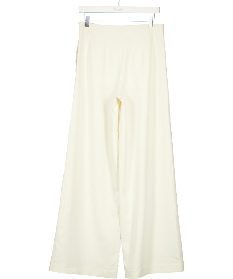 Karen Millen Cream Crepe Pleat Detail Wide Leg Trousers UK 10