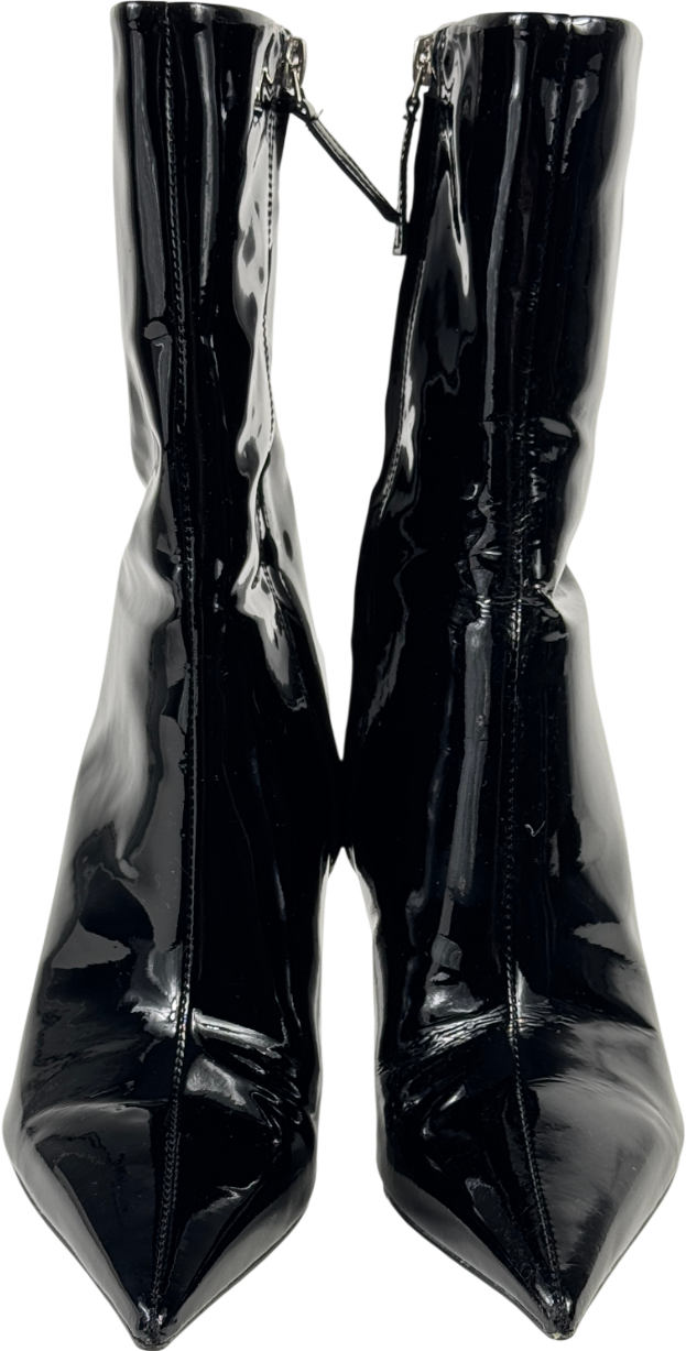 LAMARA LONDON Berkeley Sq Sculptural Heel Boots - Black Patent UK 6 EU 39 👠