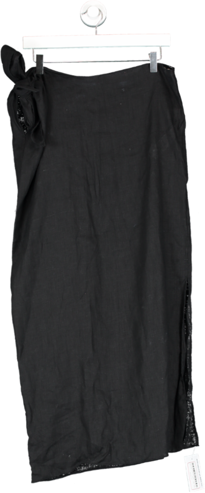 ZARA Black Linen Wrap Skirt UK S/M