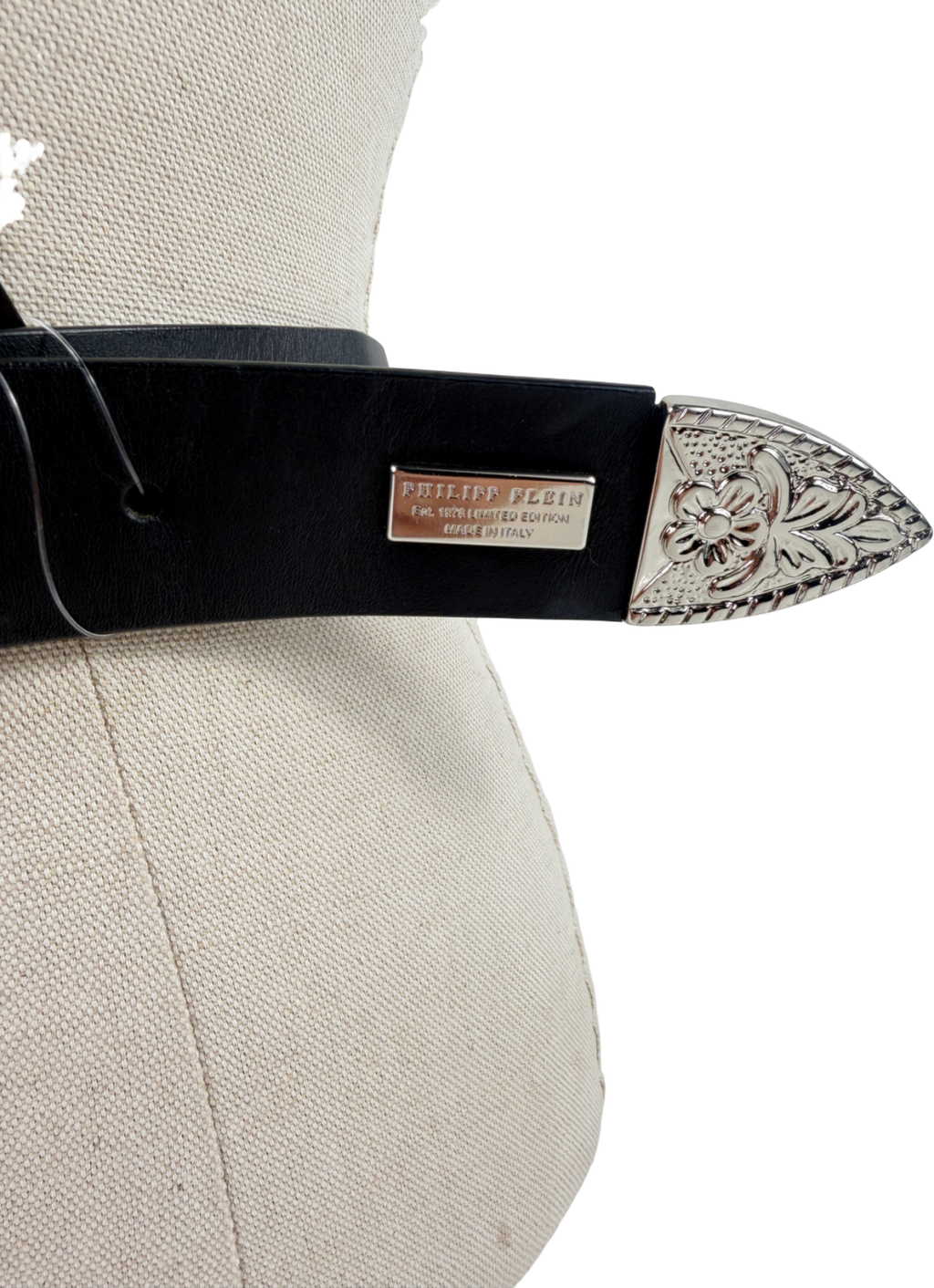 phillip plein Black Floral Design Buckle Belt One Size